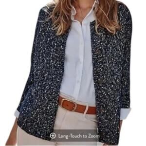 J Jill Women's Size M Cardigan Sweater Tweed Button Front Knit Multicolor